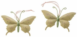 Zawieszka metalowa motyl żółta 2szt 8,5cm