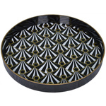 Taca okrągła czarno-biało-złoty wzór 37cm