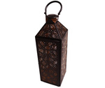 Lampion metalowy czarny ażurowe listki/gwiazdki 16x16x50 cm