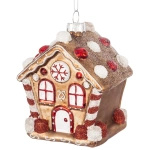 Bombka szklana domek z piernika brązowo-czerwony 7x5,7x8,8 cm 1 sztuka
