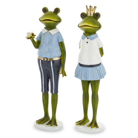 Figurka Żaba ON/ONA zielona biało-niebieski strój 28cm 2wzory 1 sztuka