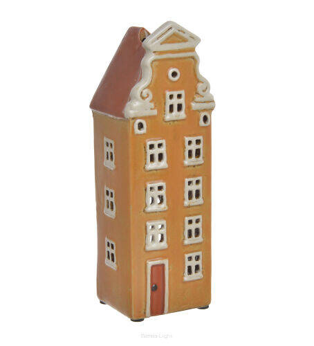 Domek Holenderski na T-light brązowy z białymi oknami