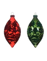 Bombki szklane 2 sztuki 13cm łezka transparentna bordo/zielone 2kolory