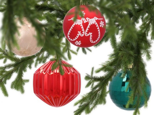 Bombki czerwone, zielone, złote plisowane w pudełku 8cm 12sztuk