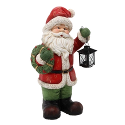 Figurka Mikołaj ceramiczny LED czerwony z latarnią 51cm