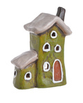Domek Holenderski T-light krzywy, zielony, krem dach 19cm
