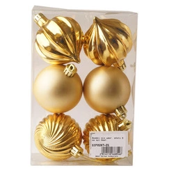 Bombki złote mix wzorów 6sztuk 6cm