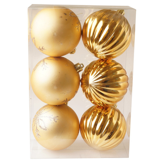 Bombka złota plisowana/brokatowy wzór 6szt 8cm
