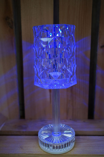 Lampka plastikowa z baterią USB 26cm kryształ kielich
