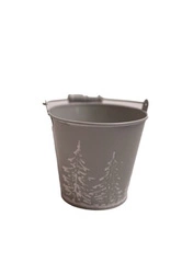 Osłonka metalowa szara białe choinki h11cm