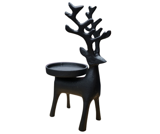 Renifer świecznik metalowy czarny 24cm