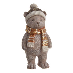 Miś ceramiczny ON brąz w czapce i szaliku 17cm