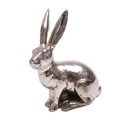 Figurka Zając siedzący srebrny 17,5cm