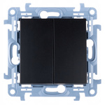 Włącznik świeczkowy podwójny czarny Simon 10