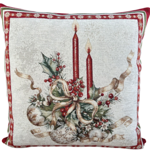Poszewka 40x40cm Chenille Stroik z czerwonymi świecami