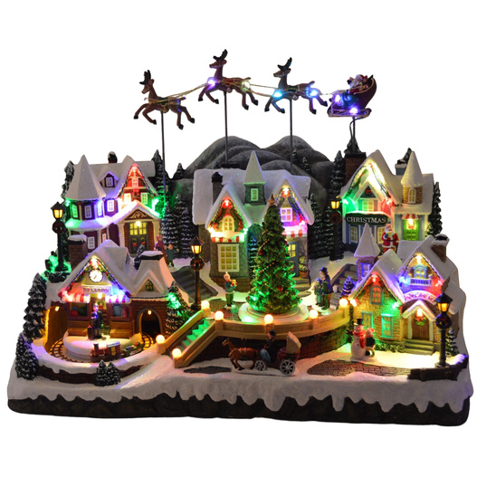 Scenka LED pociąg/renifery/choinka 53x31x39cm