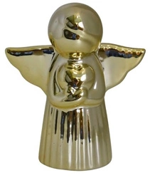 Aniołek ceramiczny złoty, lustro z sercem mini 8cm