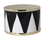 Bębenek ceramiczny biało-czarno-złoty 10,5cm