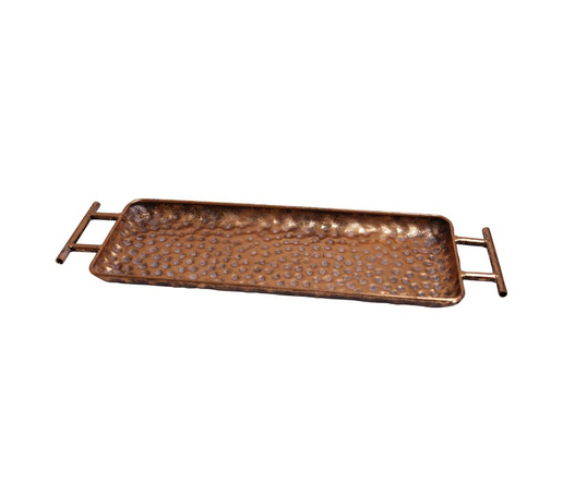 Taca metalowa złota płaska z rączkami 43x14cm