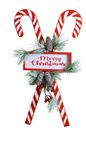 Laski cukrowe drewniane "Merry Christmas" ze stroikiem 54cm
