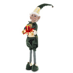 Elf aksamit zielony stojący z prezentami 72cm