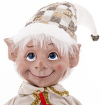 Elf aksamit kremowy stojący z prezentami 62cm