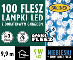 Lampki zewnętrzne 100LED niebieskie Flesz