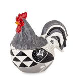 Kura z pokrywką biało-czarno-szara 22x13x23cm