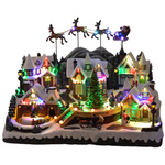 Scenka LED pociąg/renifery/choinka 53x31x39cm