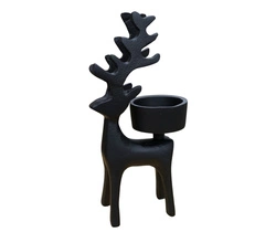 Renifer świecznik metalowy czarny 18cm