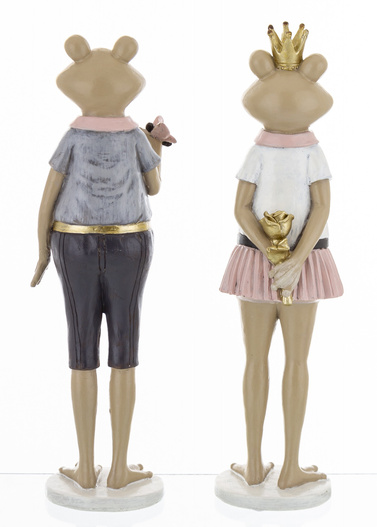 Figurka Żaba ON/ONA zielona biało-różowy strój 28cm 2wzory 1 sztuka