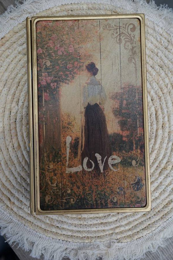 Pudełko metalowe książka obraz 26x16x5 cm