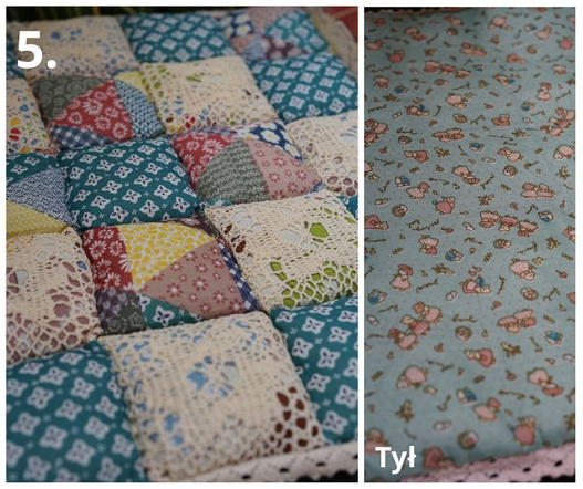 Patchwork poduszka na krzesło koronka mix 40x40cm