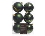 Bombki ciemno zielone w pudełku połysk/matowe 6 sztuk 8cm