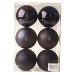 Bombki czarne brokatowe/połyskujące/matowe 8 cm 6 sztuk