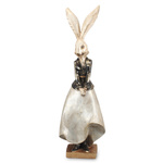 Figurka Królik ONA biało-czarna suknia przycierana złotem 46,5cm