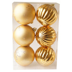 Bombka złota plisowana/brokatowy wzór 6szt 8cm