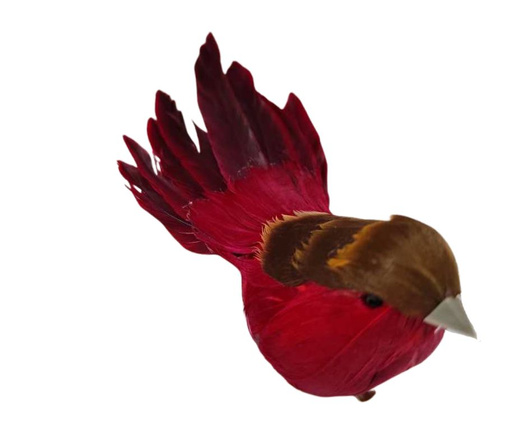 Ptaszki na klipsie burgund 12 cm 2 szt dekoracyjne