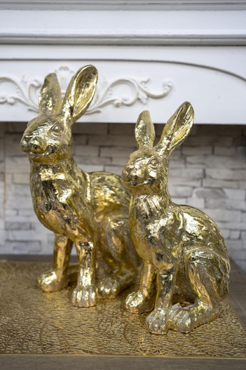 Zając złoty przycierany siedzący 32x24cm