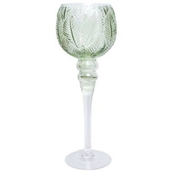 Kielich szklany zielony wytłoczone liście 35x13cm