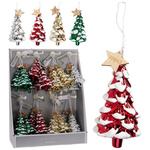 Zawieszka choinka czerwona/zielona/srebrna/złota 12cm