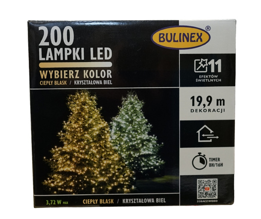 Lampki zew/wew 200 Led 20m mix biały ciepły i zimny 8 programów