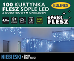 Kurtyna zew/wew 100LED FLESZ zimny/ niebieska 5m dodatkowe gniazdo