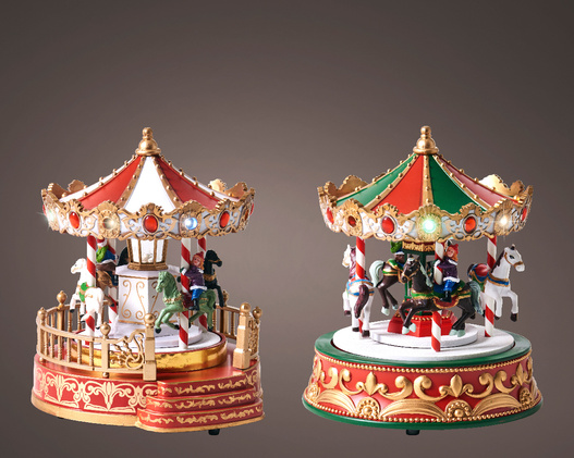 Pozytywka Karuzela LED biało-czerwona 19x23cm obracająca się 1 sztuka