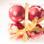 Bombki czerwone brokatowe renifer/serce/śnieżynka 6 cm 8 sztuk