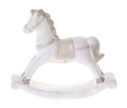 Koń na biegunach ceramiczny biały-beż 19x5,4x21