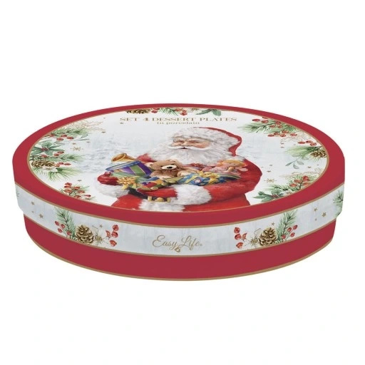 Talerze Mikołaj z misiem, prezentami 19cm 4 sztuki