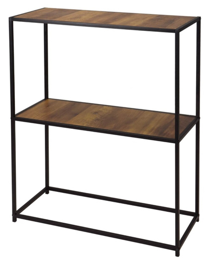 Regał metalowy czarny, 2 drewniane półki 70x31x85cm