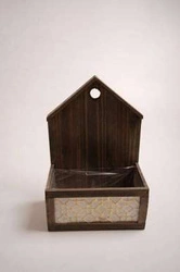 Skrzynka/Osłonka drewniany brązowy domek 34x23 cm