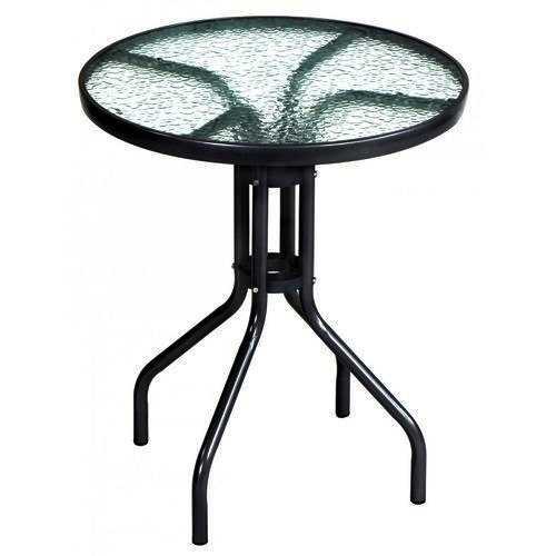 Stolik okrągły 60cm metal, szklany hartowany blat